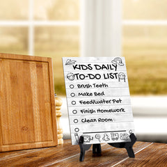 Kids Daily to Do List Checklist Wipe Dry Table Sign (6x8) Office And Home Reminders | Personal Schedule | No Pen Included