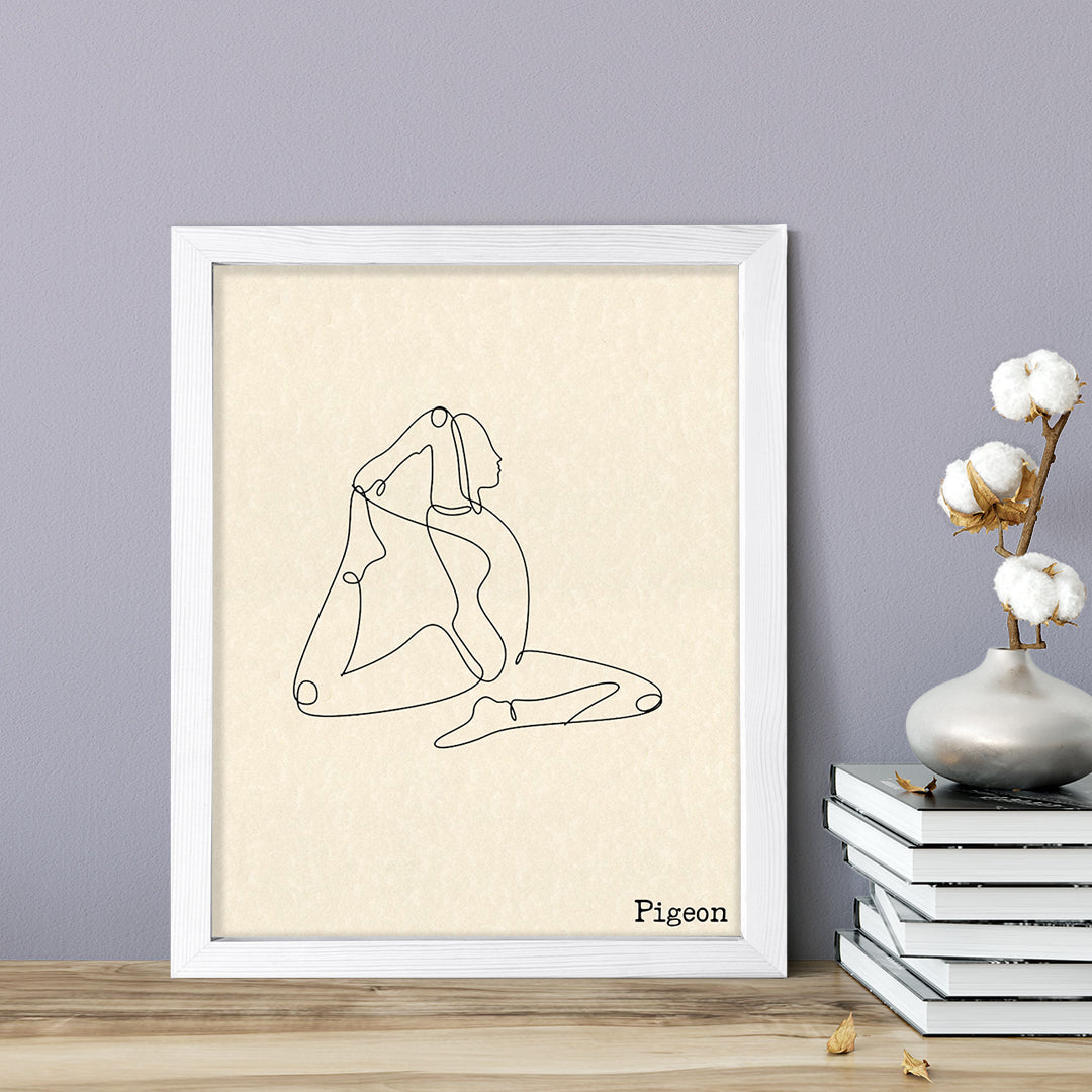 Pigeon, FRAMED Print Yoga Wall Art