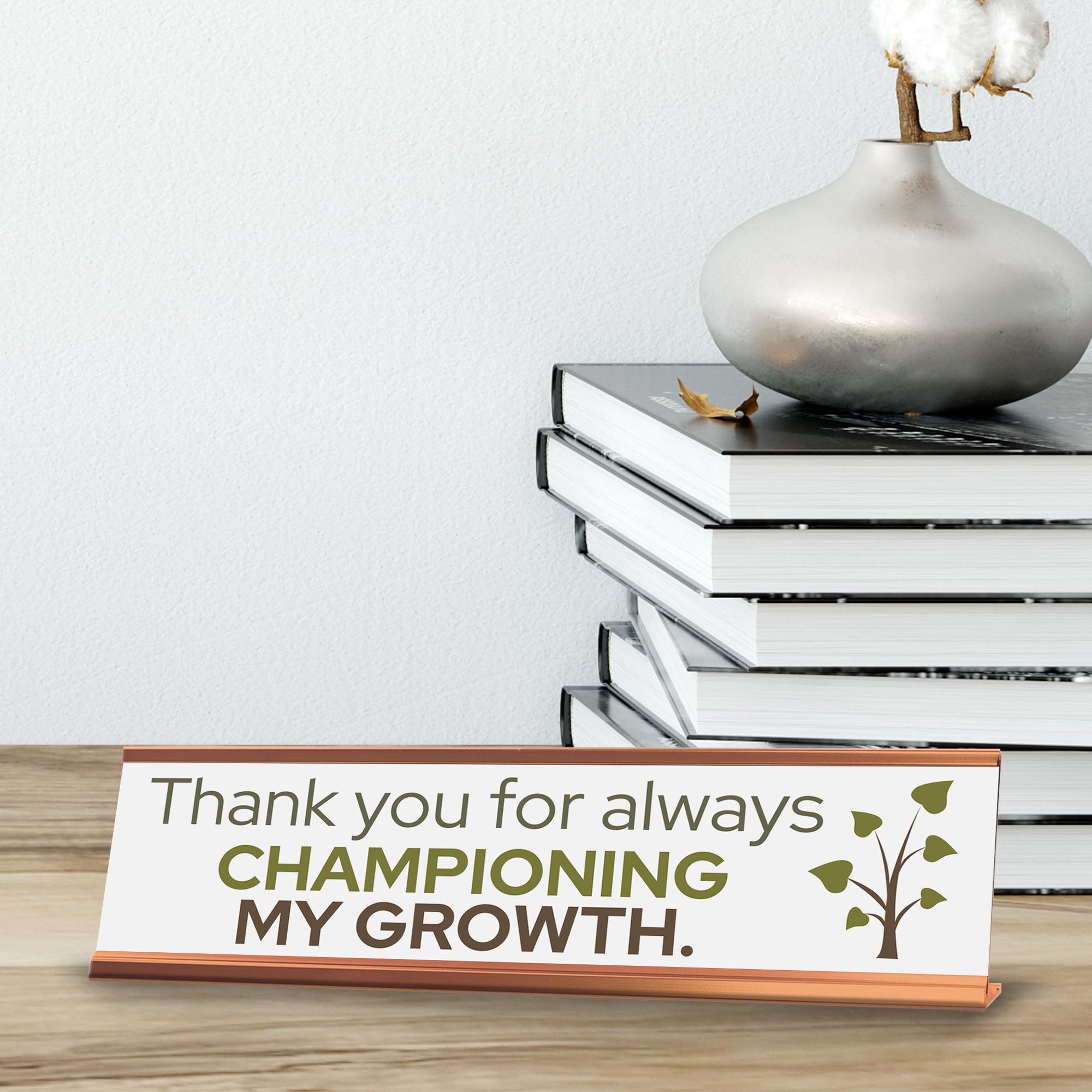 Signs ByLITA Thank You For Always Championing My Growth Gold Frame Desk Sign (2x8?)