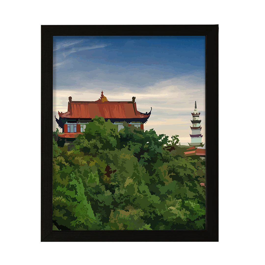 Designs ByLITA Oriental Treetop Temple, Wall Print Art | Old Masterpieces | Stylish Modern Decoration For The Home and Office
