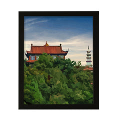 Designs ByLITA Oriental Treetop Temple, Wall Print Art | Old Masterpieces | Stylish Modern Decoration For The Home and Office