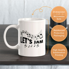 Let's Jam 11oz Plastic or Ceramic Mug | Novelty Cup for Musicians