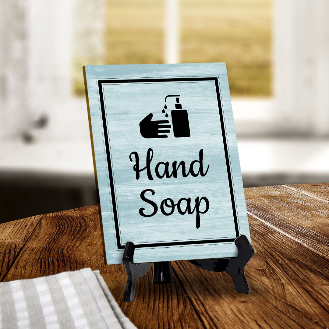 Signs ByLITA Hand Soap Restroom Table Sign with Acrylic Stand (6x8“) 1