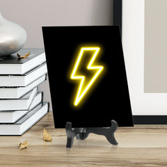 Lightning Neon Graphic Style Table Sign with Acrylic Stand (6x8“) | Live Streamer Gaming Themed Decoration