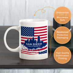 San Diego, California 11oz Plastic or Ceramic Mug | Office & Home | American Pride