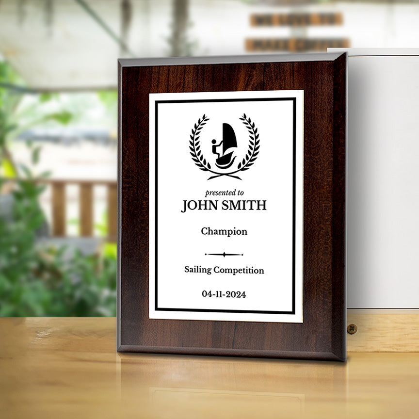 Sailing Customizable Wooden Award Plaque | Easel Mount Option | Achievement and Recognition Personalizable Plaques