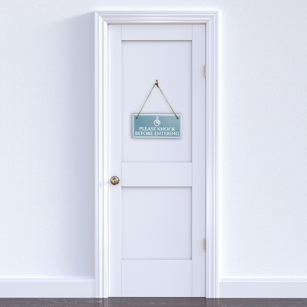 Please Knock Before Entering 5x10 Hanging Plus Wall or Door Sign | Rustic Twine | Home Privacy Signage