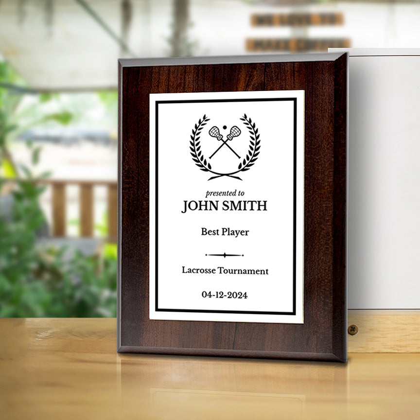 Lacrosse Customizable Wooden Award Plaque | Easel Mount Option | Achievement and Recognition Personalizable Plaques