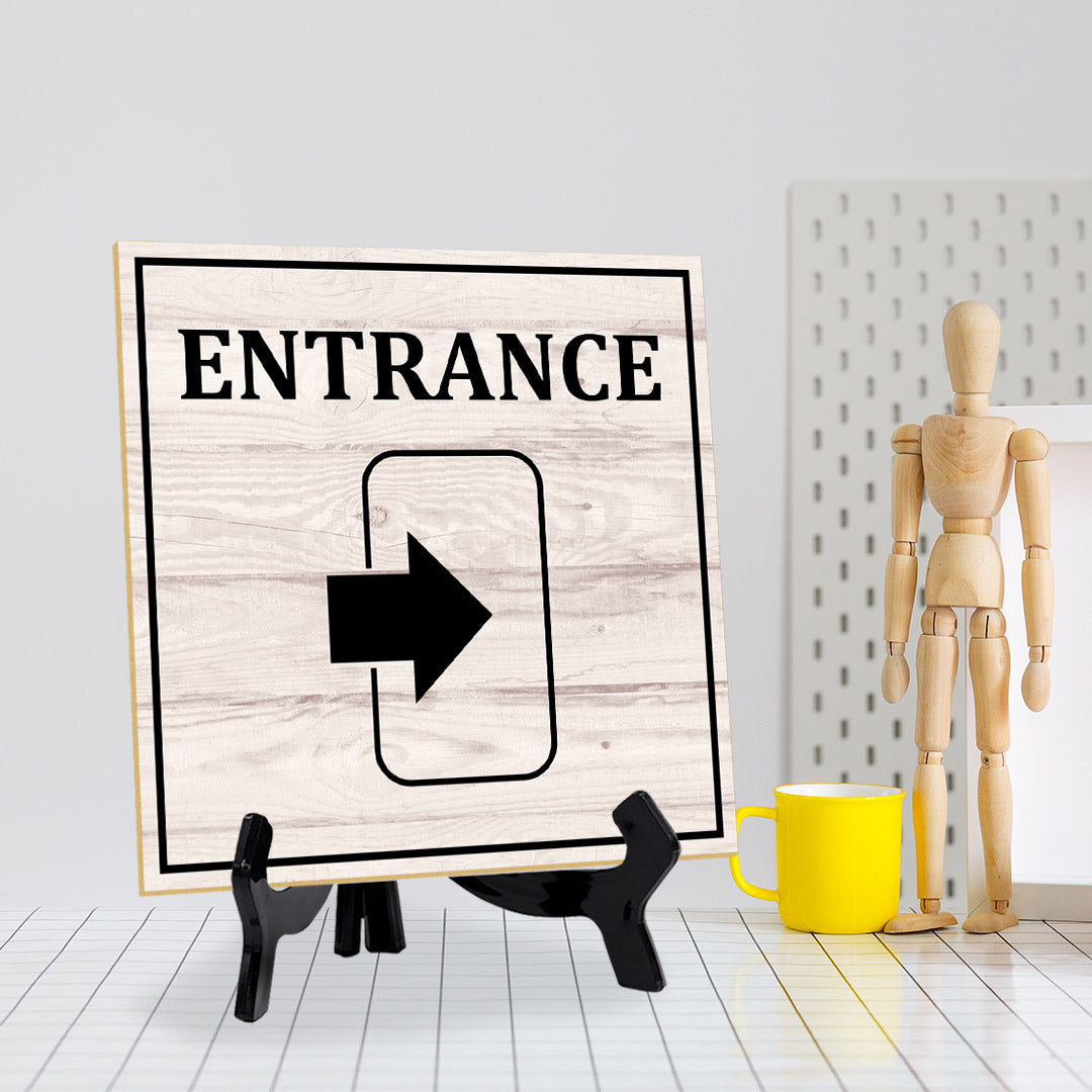 Entrance 5"x 5" Square Table Sign With Acrylic Easel | Home & Office Decor