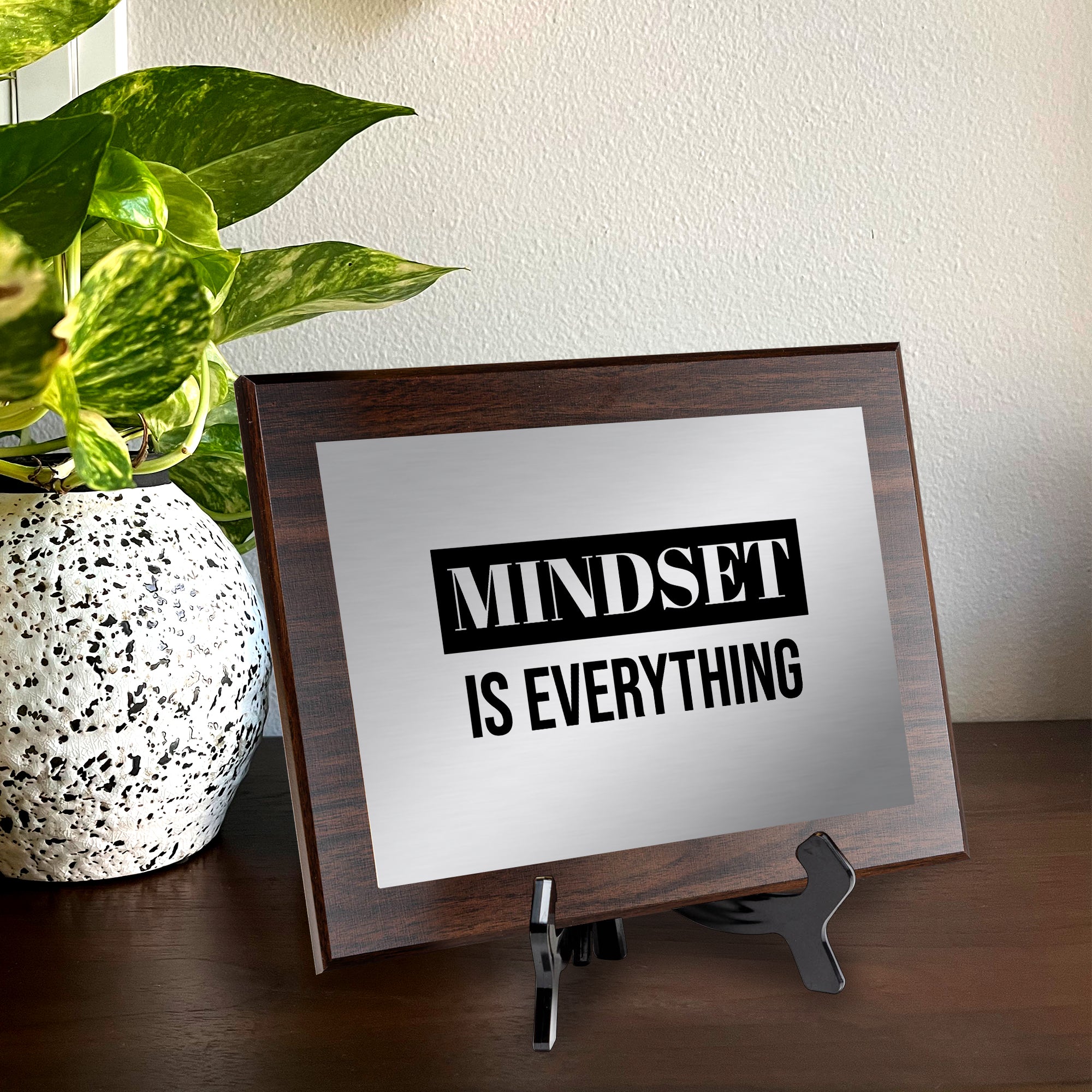 Mindset is Everything Decorative Wall Plaque | Easel Mount Option | Inspirational Affirmation Wall Art