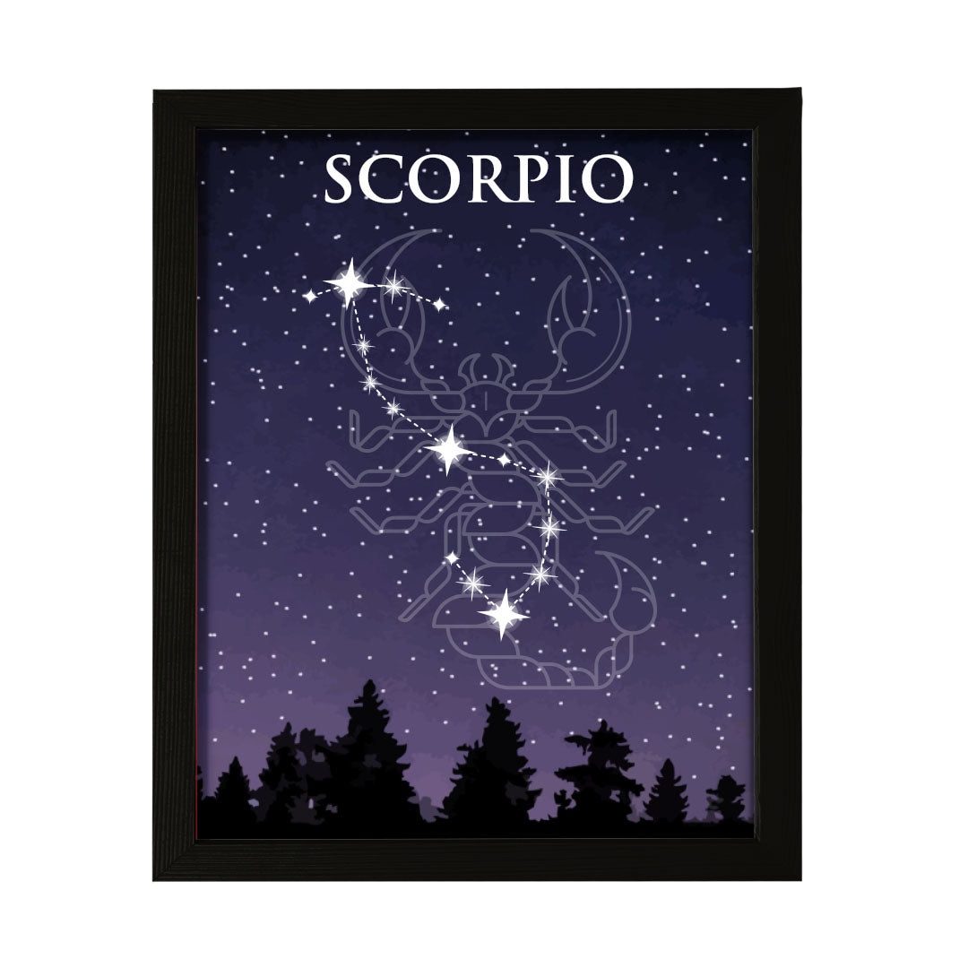 Designs ByLITA Scorpio Zodiac Sign Night Sky, Wall Print Art | Home and Office Decor | Astrology Star Sign Bedroom Decoration | Perfect Gift