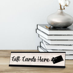 Signs ByLITA Gift Cards Here Graphic Black Frame, Desk Sign (2x8")