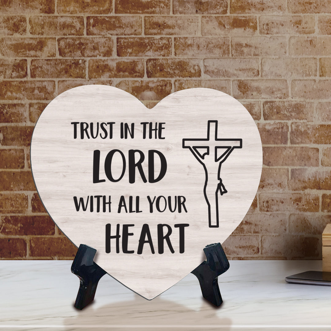 Sign ByLITA Heart Trust in the Lord with all your heart, Wood Color, Table Sign (6"x5")