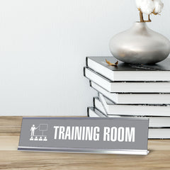 Training Room, Grey Silver Frame, Desk Sign (2x8")