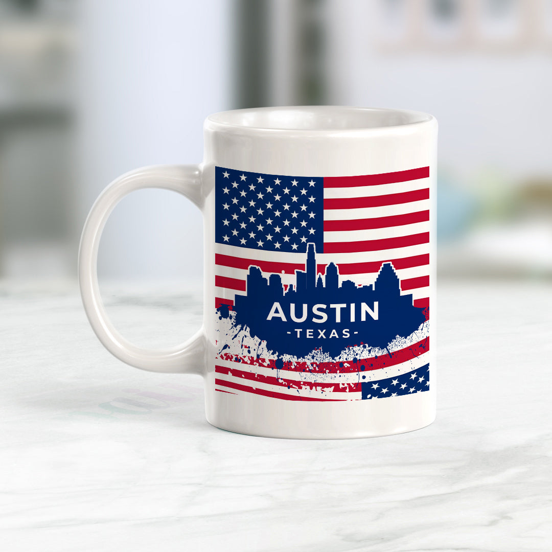 Austin, Texas 11oz Plastic or Ceramic Coffee Mug | Office & Home | American Pride