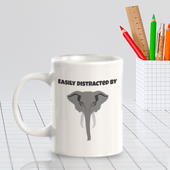 Easily Distracted By Elephants 11oz Plastic/Ceramic Coffee Mug | Funny Animal Mugs