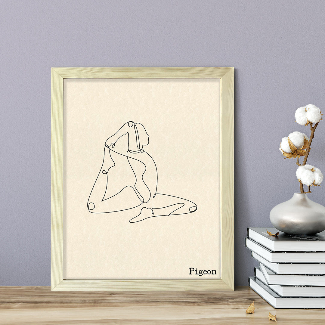 Pigeon, FRAMED Print Yoga Wall Art