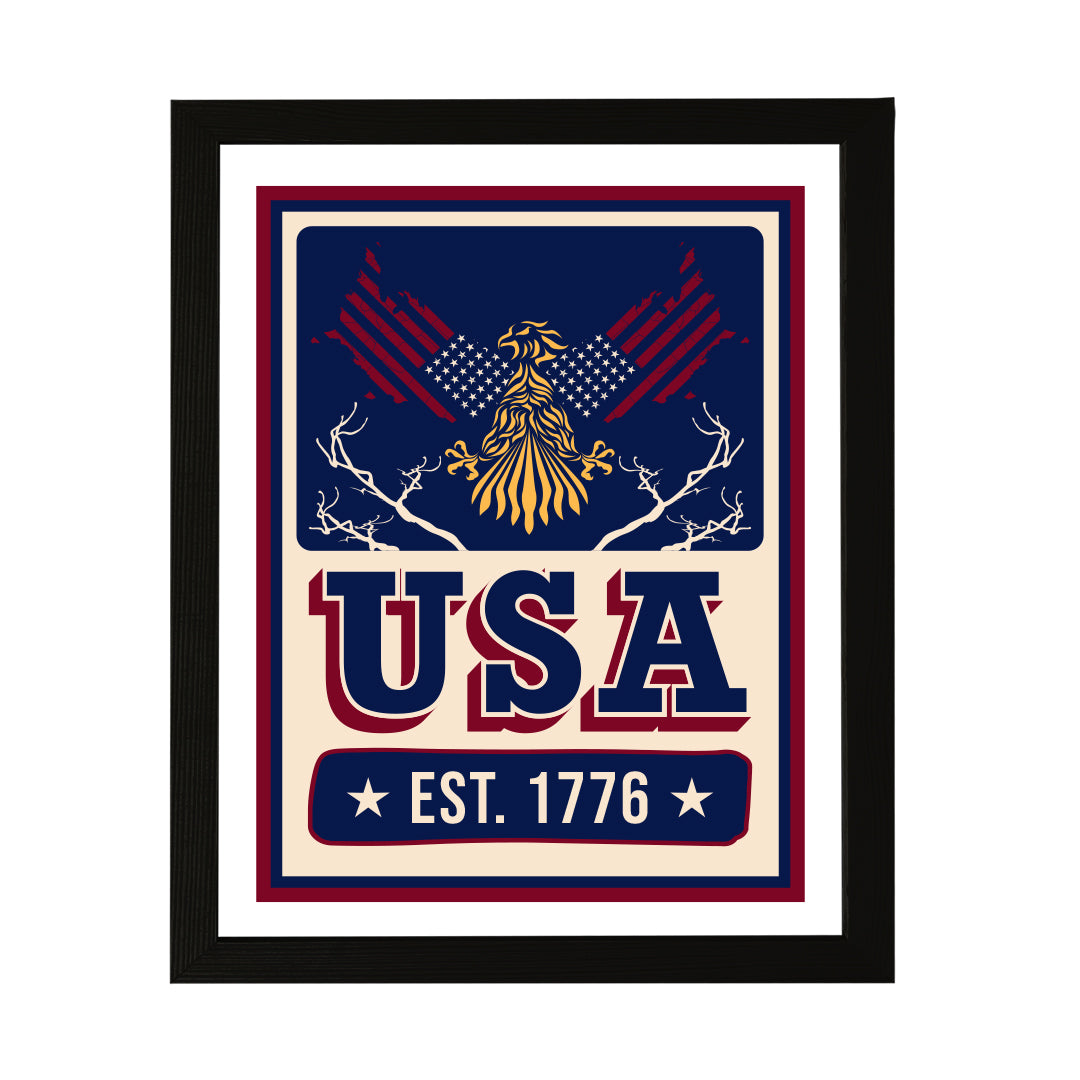 Designs ByLITA USA est. 1776, Wall Print Art | USA Patriotic Decoration (Unframed or Framed)