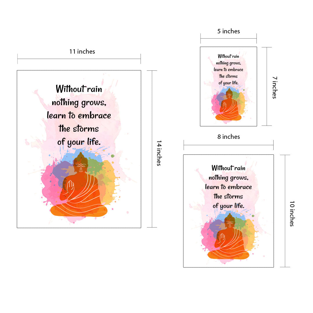 Designs ByLITA Without Rain Nothing Grows, Learn To Embrace The Storms Of Your Life. Framed Wall Art Print | Buddhist Quotes Motivational Decor