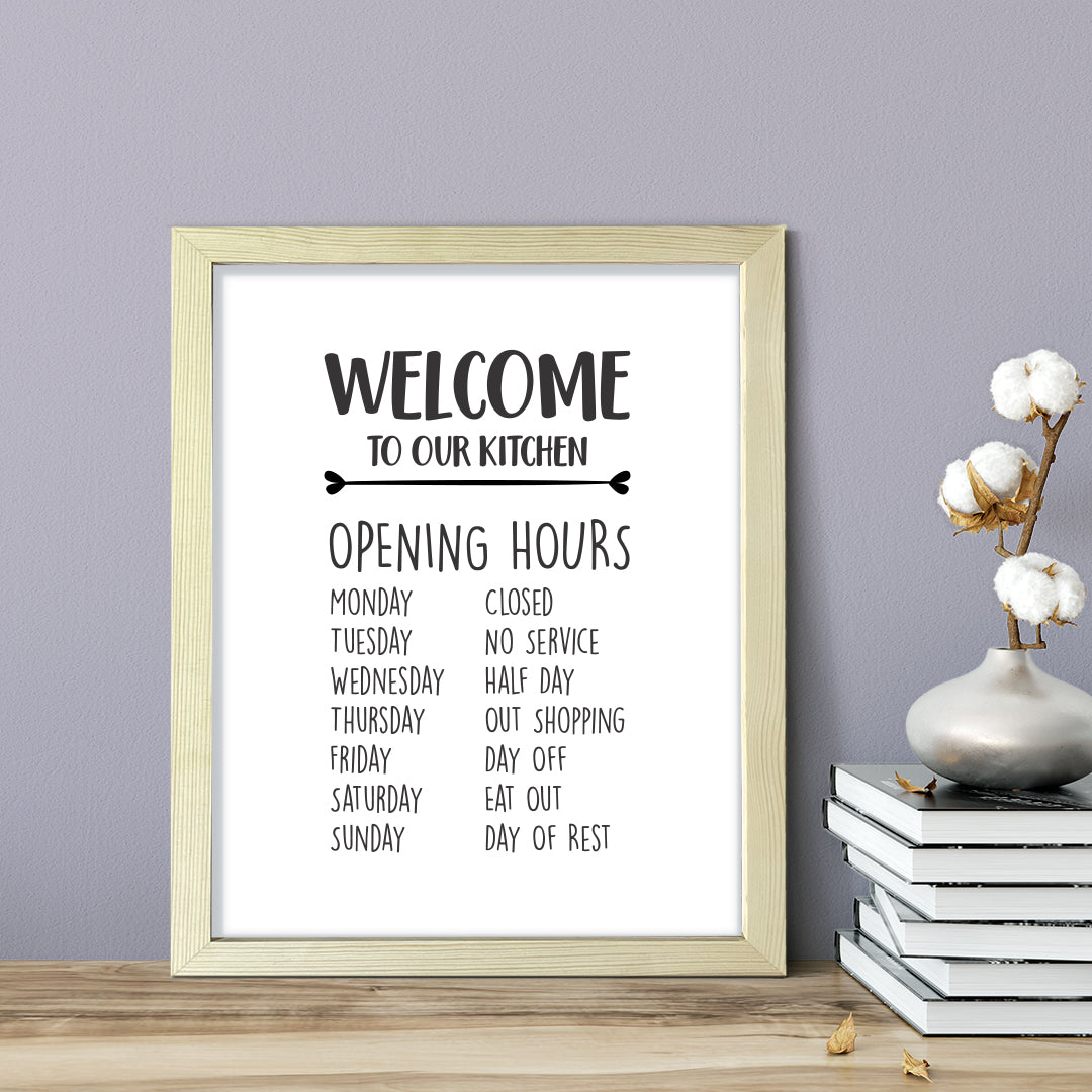 Welcome To Our Kitchen, Framed Wall Art, Home Décor Prints