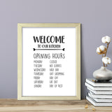 Welcome To Our Kitchen, Framed Wall Art, Home Décor Prints