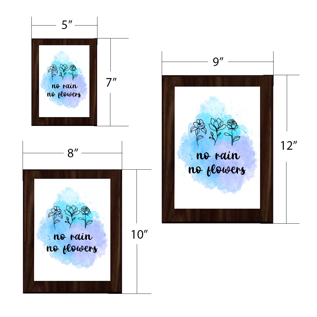 No Rain, No Flowers Decorative Wall Plaque (Full Color) | Positive Affirmation Inspiration Décor