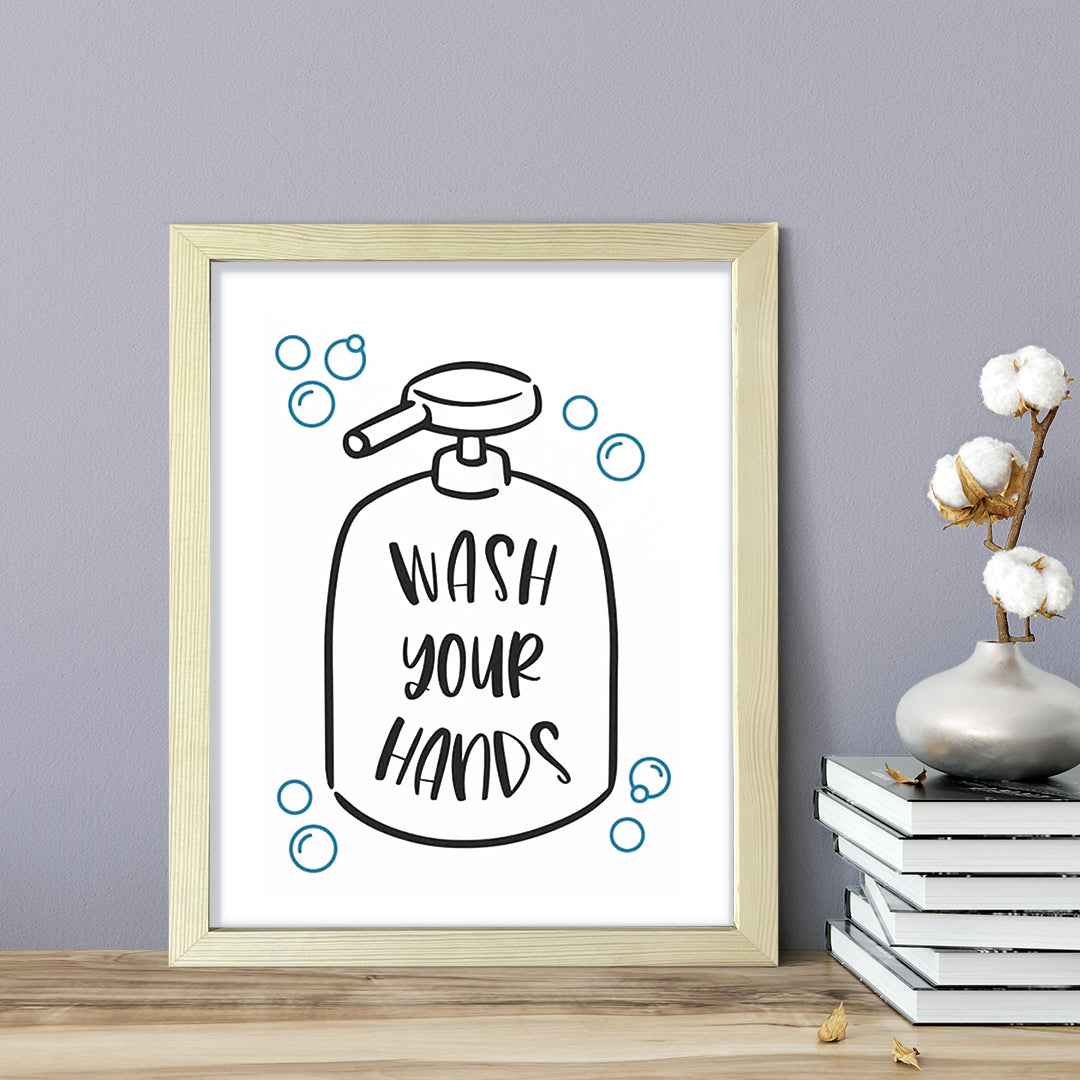 Wash Your Hands, Bathroom Framed Wall Art, Home Décor Prints