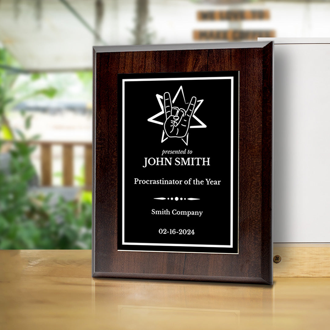 Rock and Roll Novelty Funny Customizable Award Plaque |Easel Mount Option | Funny Parody Achievement Personalizable Plaques