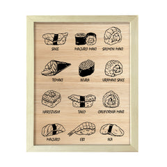 Designs ByLITA Sushi Variety, Framed Print Inspirational Wall Art | Decoration For Sushi Lovers