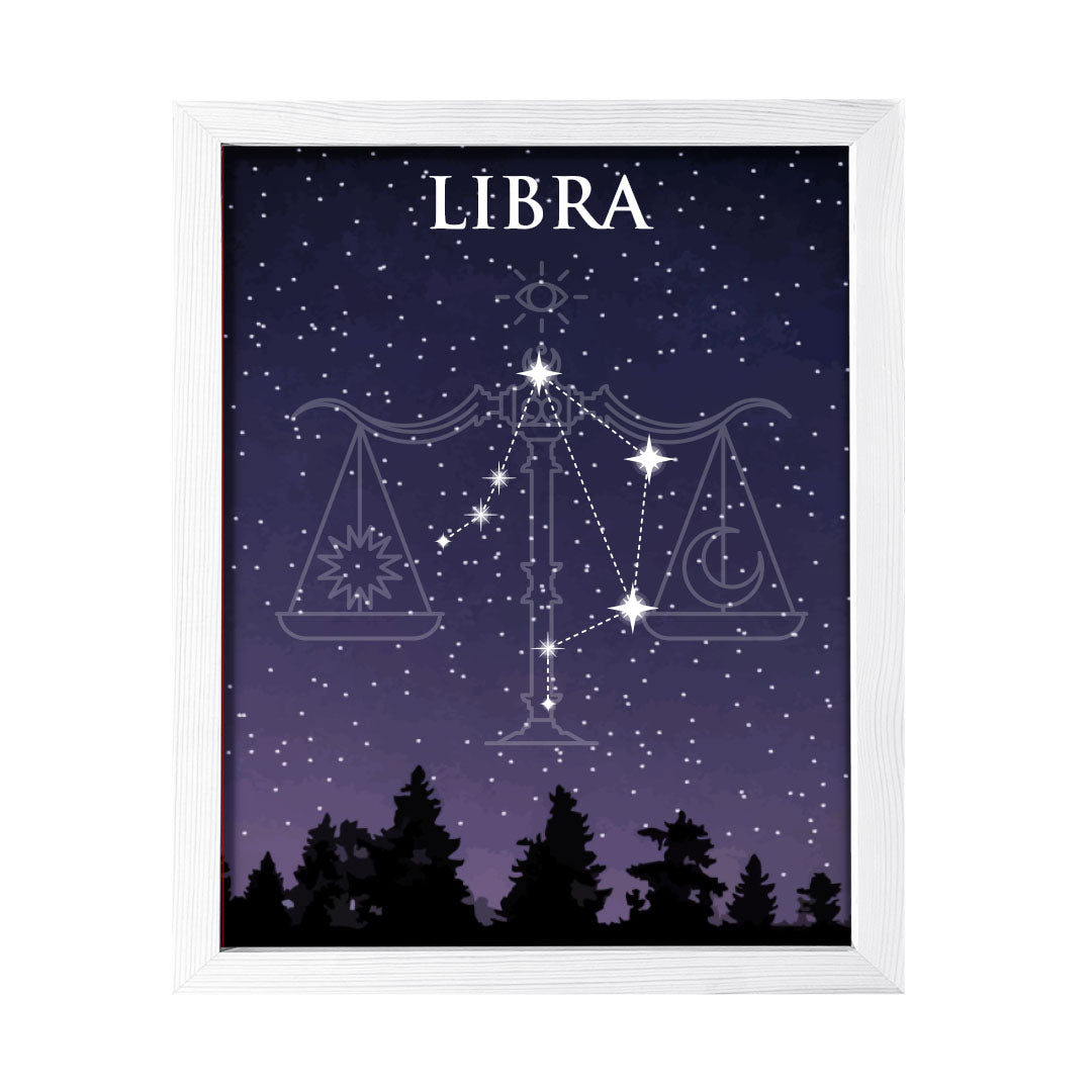 Designs ByLITA Libra Zodiac Sign Night Sky, Wall Print Art | Home and Office Decor | Astrology Star Sign Bedroom Decoration | Perfect Gift