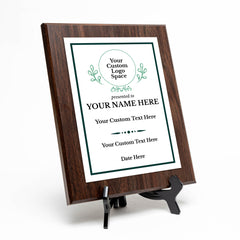 Custom Insert Your Logo (Circle) Wreath Award Wooden Plaque | Recognition of Achievement and Service Personalizable Plaques