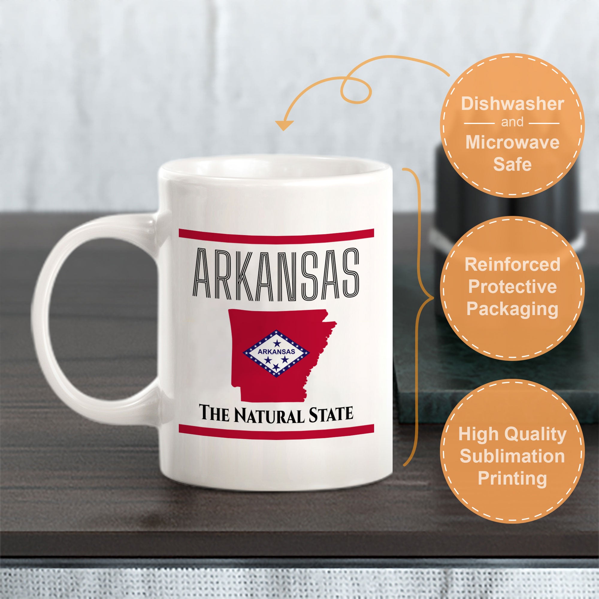 Designs ByLITA Arkansas: The Natural State 11oz Plastic or Ceramic Coffee Mug | State Pride Collection