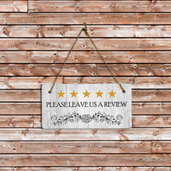 5 Stars Please Leave Us A Review 5x10 Hanging Plus Wall or Door Sign | Business Décor