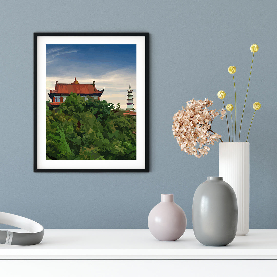 Designs ByLITA Oriental Treetop Temple, Wall Print Art | Old Masterpieces | Stylish Modern Decoration For The Home and Office