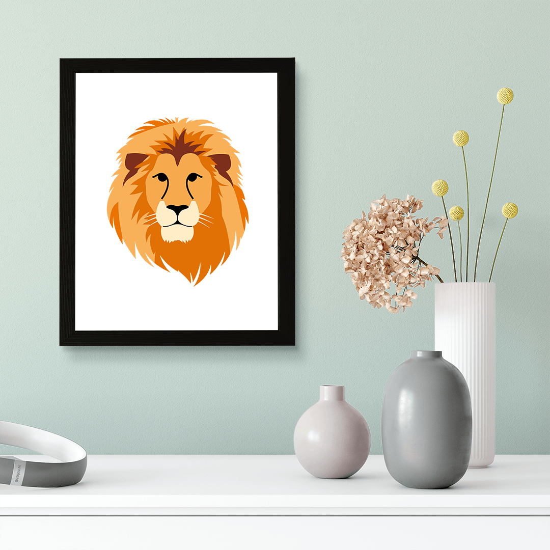 Designs ByLITA Lion, Wall Print Animals Art | Family Presents | Bedroom | Stylish Kindergarten Decor