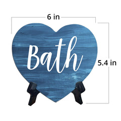 Signs ByLITA Heart Bath, Wood Color, Table Sign (6"x5")