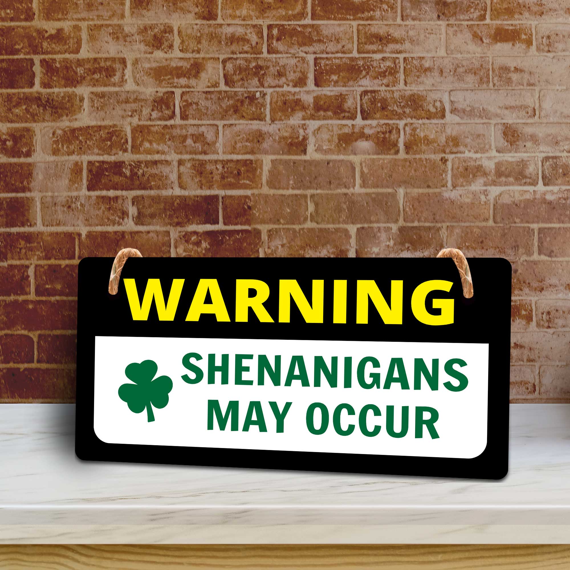Warning Shenanigans May Occur 5x10 Hanging Plus Wall or Door Sign | Funny Home Decor
