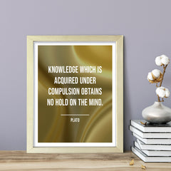 Knowledge which is acquired under compulsion obtains no hold on the mind - Plato Framed Wall Print | Stoic Wisdom Inspirational Quotes