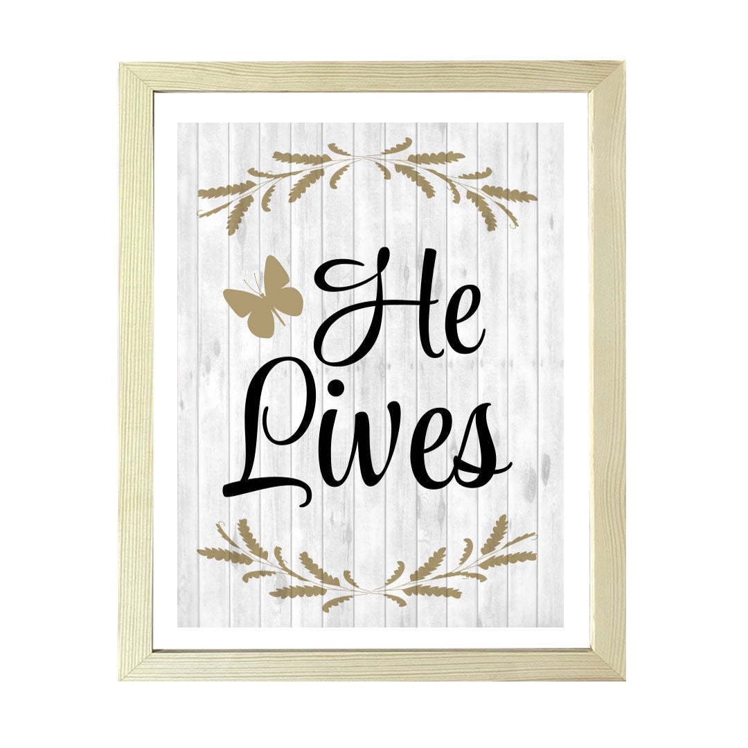 Designs ByLITA He Lives, Framed Wall Art Print | Religious Church & Home Decor