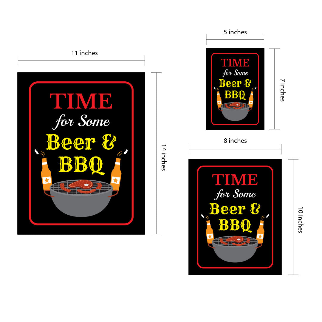 Designs ByLITA Time For Some Beer & BBQ, Framed Wall Art Print | Funny Home Decor