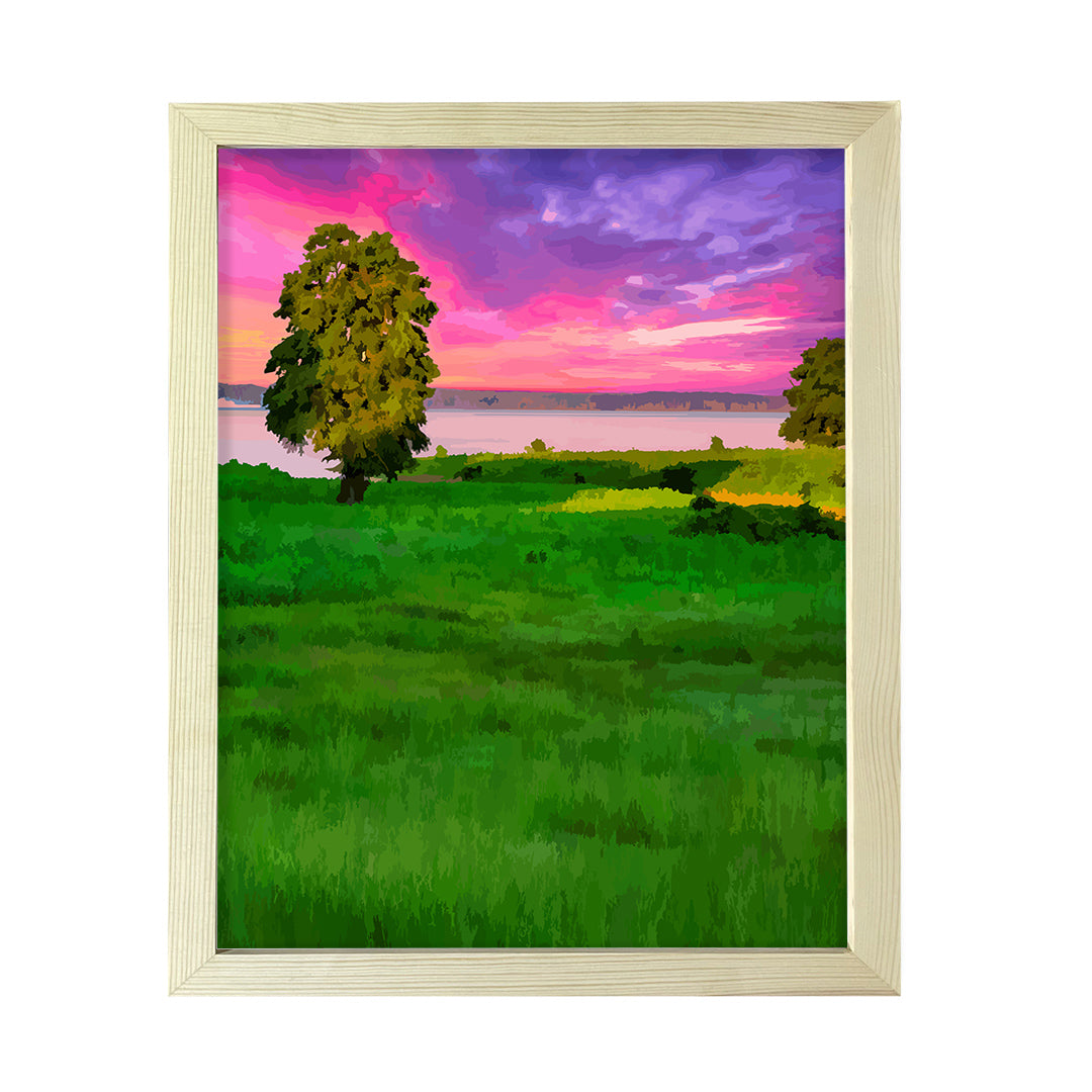 Rose Tinted Rural Sunset, Framed Print Sign Easy Installation | Beautiful Sunsets | Stylish Modern Decoration For The Home and Office