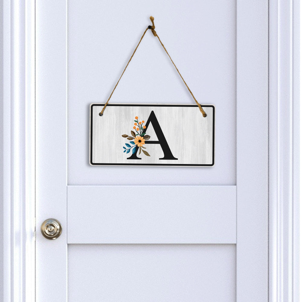 A Flower Decor 5x10 Hanging Wall or Door Sign | Alphabet Letter Room Decoration