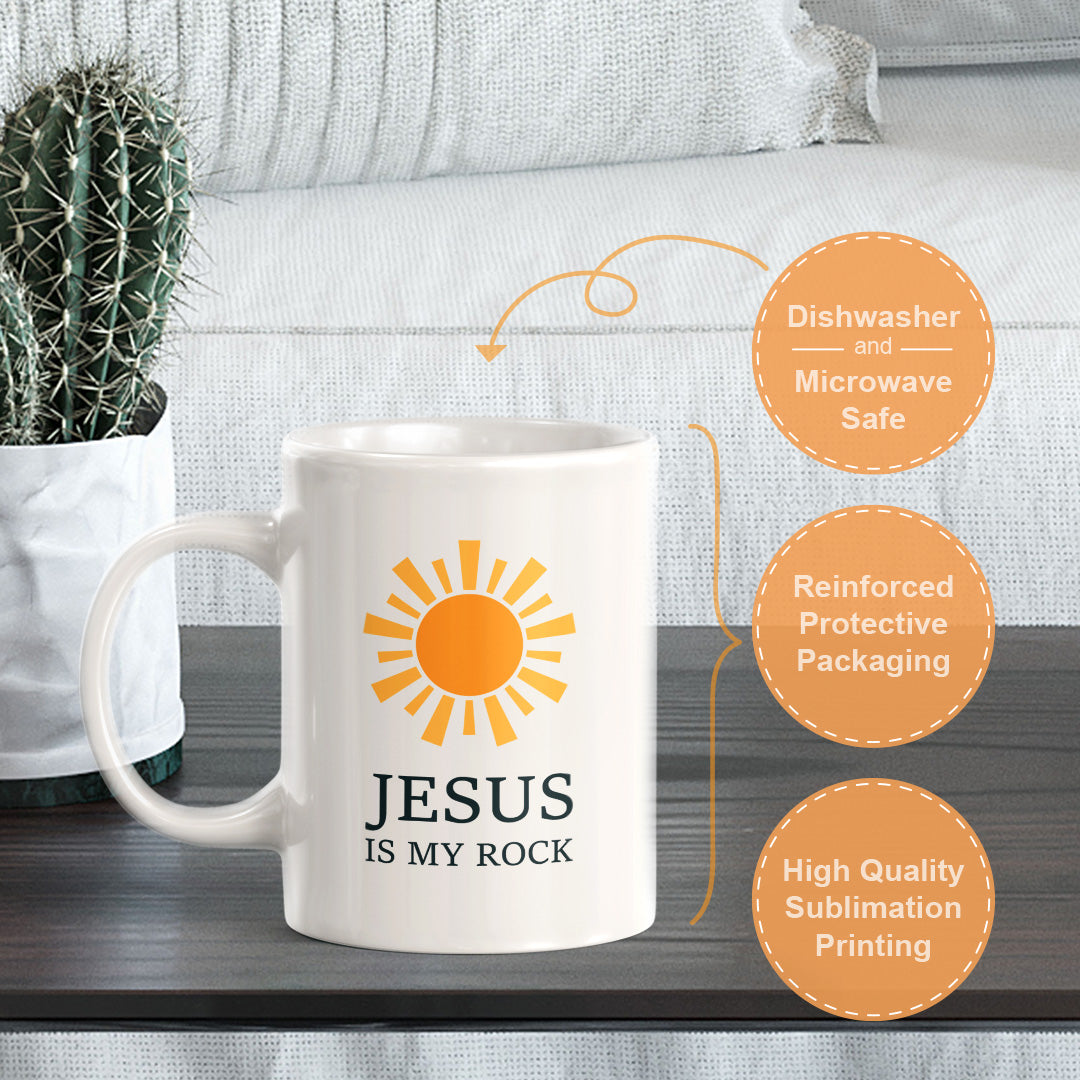 Jesus Is My Rock 11oz Plastic/Ceramic Coffee Mug Office And Home | Religious Sayings | Family And Friends
