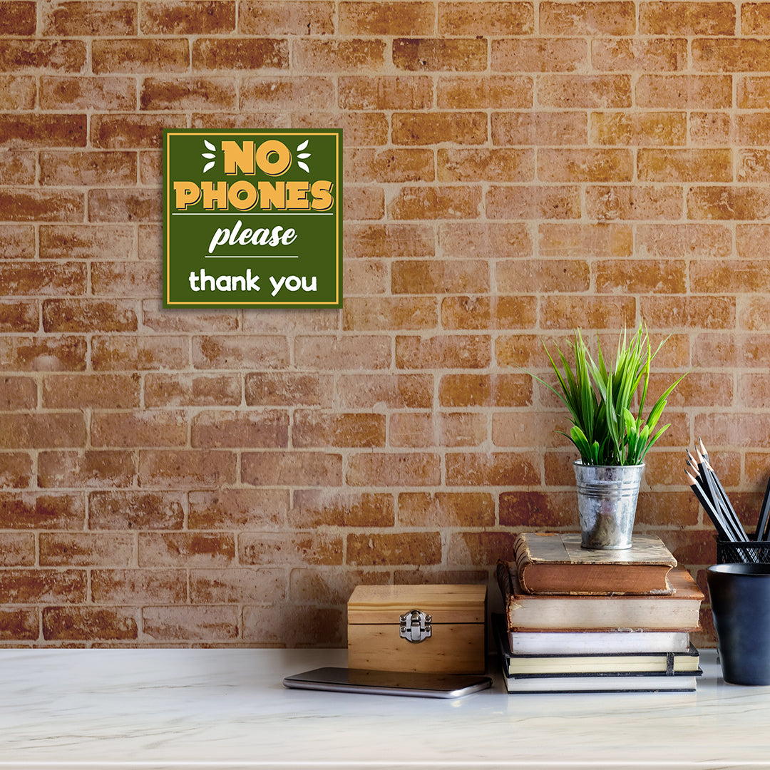 Square Plus No Phones Please Thank You Wall or Door Sign | Public Spaces Signage