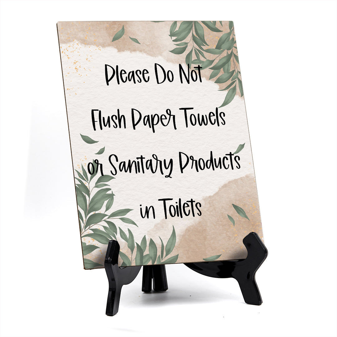 Signs ByLita Please Do Not Flush Sanitary Products Table Sign (6 x 8")