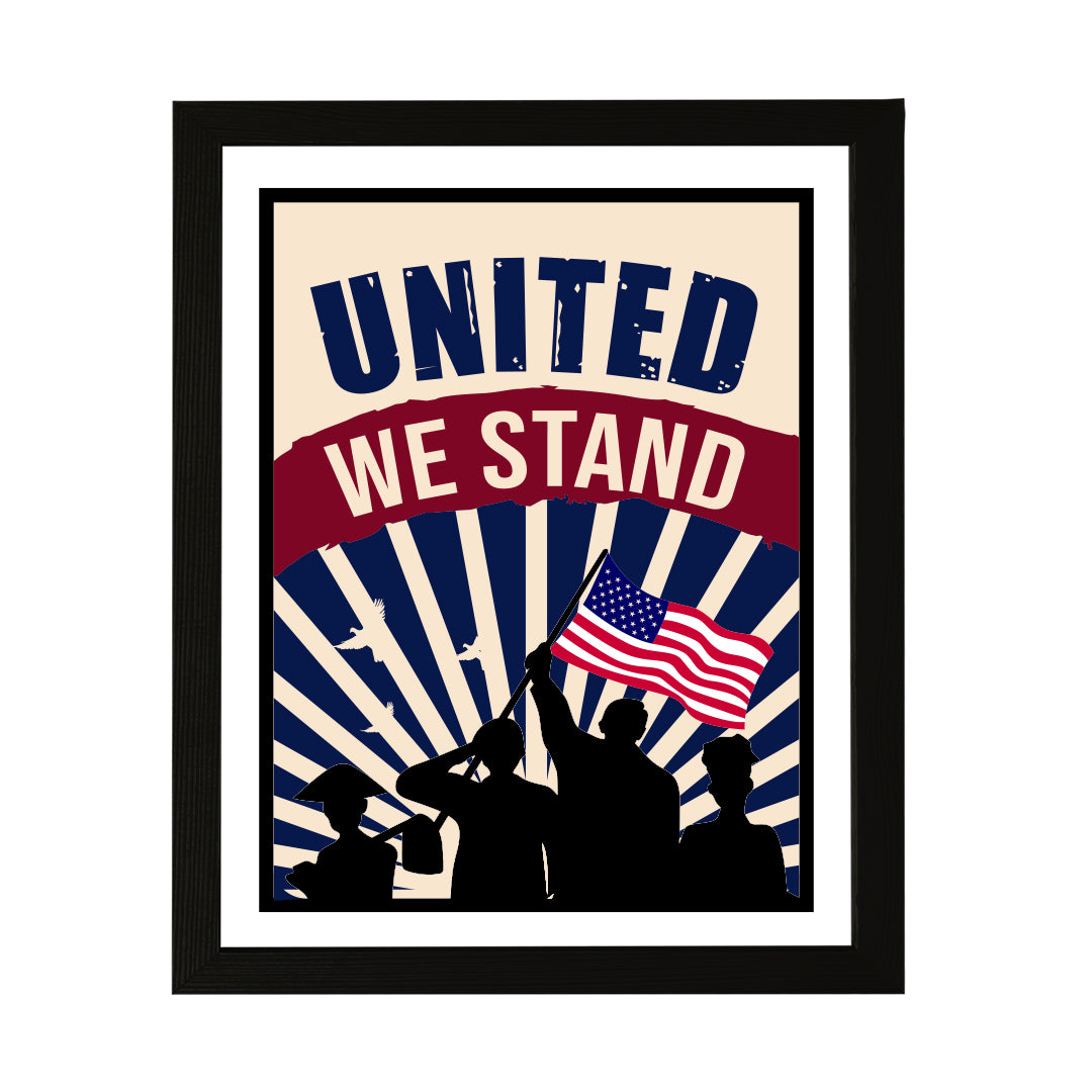 Designs ByLITA United We Stand, Wall Print Art | USA Patriotic Decoration (Unframed or Framed)