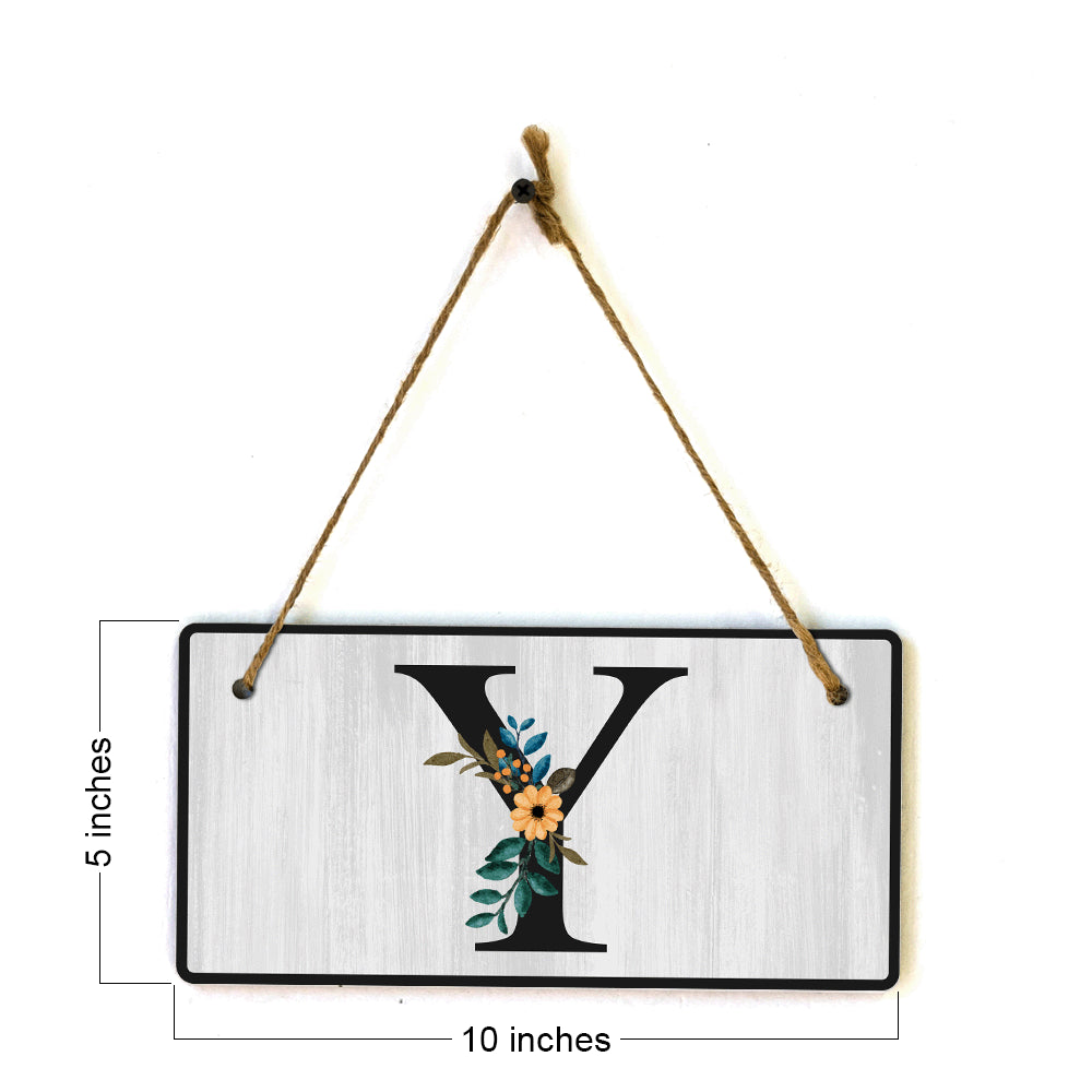 Y Flower Decor 5x10 Hanging Wall or Door Sign | Alphabet Letter Room Decoration