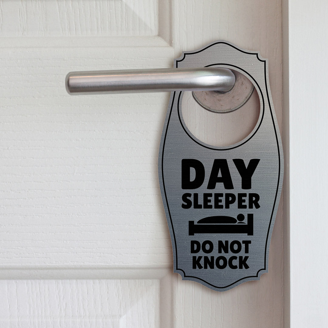 Day Sleeper Do Not Knock Door Hanger | House or Business Door Sign