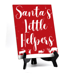 Santa's Little Helpers Sign with Easel, Reindeer Design (6 x 8")