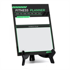 Fitness Planner Dry Wipe Table Sign with Acrylic Stand (6x8“) Office And Home Reminders | Personal Schedule | No Pen Included